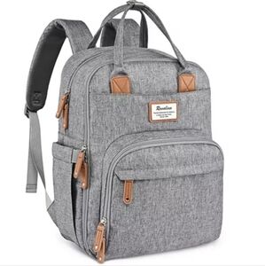 Ruvalino Baby Large Travel Diaper Bag Backpack Gray Zippered Compartments & More